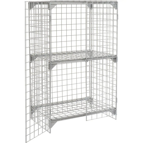 Heavy Duty As Hell One Tier Two Door Wire Mesh Security Locker Gray With Adjustable Inner Shelf Swinging Cabinet Doors For Warehouse.