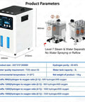 Hydrogen Inhalation Machine With Three Port Inhaler, Adjustable Flow, compact design, product specifications displayed.