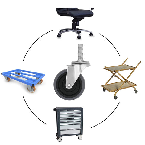 Three Inch Locking Stem Casters Set Of Four With Side Brakes Workhorse Quality One Half Inch Threaded Stem Thirteen Threads Per Inch