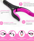 Pink magnetic grabber tool for seniors with rotating head and strong magnetic claws, ideal for easy reach and gripping various items.