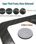 Carbon Pattern Aluminum License Plate Frame, Beefy Heavy Duty Black Car Tag Holder with 1.6mm thickness and carbon screw caps