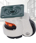 Heavy Duty Leveling Casters With Height Adjustable Pads And Smooth Rolling Wheels for tool carts, featuring threaded pads.