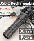 12W 365nm UV Flashlight USB C Rechargeable Long Range Black Light charging via laptop with indicators for urine detection.