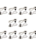 Heavy Duty Reusable Bicycle Chain Links Compatible With 6 7 8 Speed Mountain And Road Cycles Solid Steel Quick Connectors in a row.