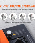 Heavy Duty Drill Bit Sharpener For Professionals And DIY Heroes, Precise 3mm To 20mm Grinding With Adjustable Point Angle showing 4 adjustable lip relief angles.