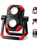 Rechargeable LED Work Light With Dual COB Panels, 2500 Lumens, Folding Portable Flood Light, Magnetic Base, 360 Degree Rotation