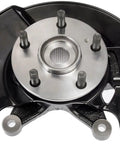 Heavy Duty Bulletproof Front Left Wheel Bearing And Hub Assembly Loaded Knuckle view with metal components and black finish.