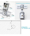 Dimensions and design of Heavy Duty Frameless Shower Door Hinges 2 Pack Pivot Glass Door Hardware For Enclosures