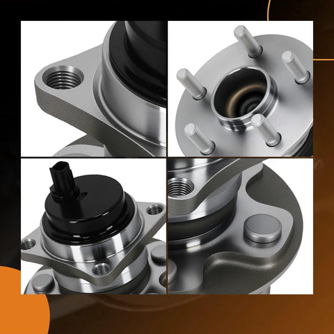 Close-up of rear wheel hub and bearing assembly beefed up for Pontiac Vibe 2009 2010 Toyota Corolla 2009 2019 Toyota Matrix