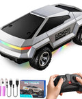 1/24 Scale Remote Control Monster Truck For Kids With Colorful Lights, 2.4GHz RC Car, Dual Rechargeable Batteries, 18 KMH Speed