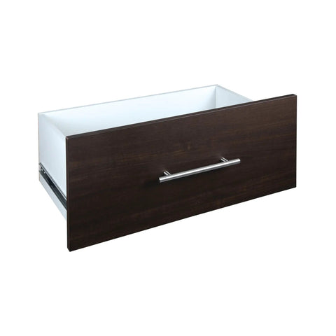 Add On Closet Drawer For SuiteSymphony 25 Inch Wide Towers Deep 10 Inch Drawer Storage For Clothes And Small Items Full Extension Glide Graphite Grey Satin Nickel Finish Modern Wardrobe Organization Upgrade, displayed at an angle with visible handle and glide mechanism.