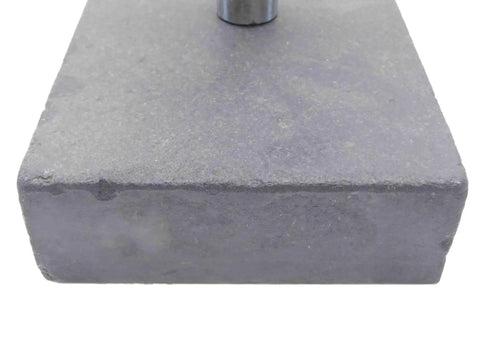 Granite Indicator Base And Comparator Stand With A Six By Six By Two Inch Platform And A Seven And A Half Inch Tall Rod For Pro Grade Machinist Metrology In Your Heavy Duty Machine Shop, front view