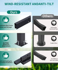 Comparison of aluminum alloy frame with rust-resistant coating versus galvanized pipe for durability and wind resistance.