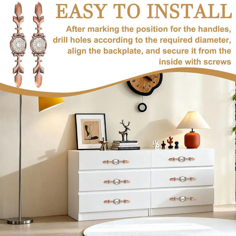 4 Pack Old School Retro Bronze Cabinet Back Plates For Wardrobes And Cupboards Zinc Alloy Drawer Knob Backplates on white dresser