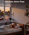 Heavy Duty Acoustic Sound Absorbing Honeycomb Wall Panels That Straight Up Kill Background Noise And Ditch Room Echoes While Insulating Drywall For A Chill Home Setup in a bedroom with a sleeping woman.