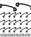 Set Of 20 Vintage Mini 2 Inch Drawer Knobs And Jewelry Box Pulls In Black Zinc Alloy With Mounting Screws displayed with screws.