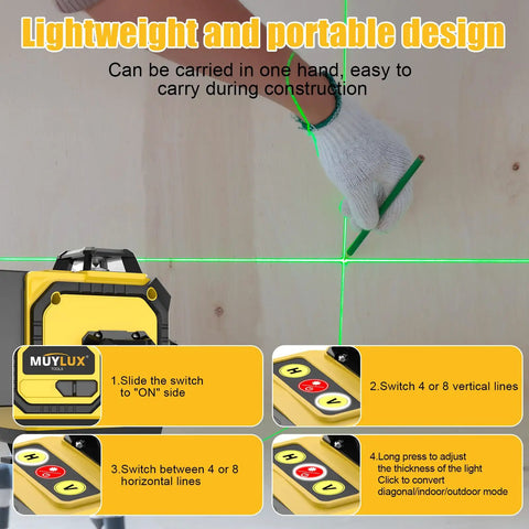 Self Leveling 360 Degree Laser Level With Tripod And Remote Four 360 Degree Cross Line Lasers For Tile Flooring And Construction Pro Grade All In One Line Laser Level Kit With Under 1mW Power Output And Two Batteries, green cross lines on wall