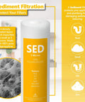 Six Month Reverse Osmosis Replacement Filter Set With Five 10-Inch Filters And 50 GPD Membrane showcasing sediment filter details