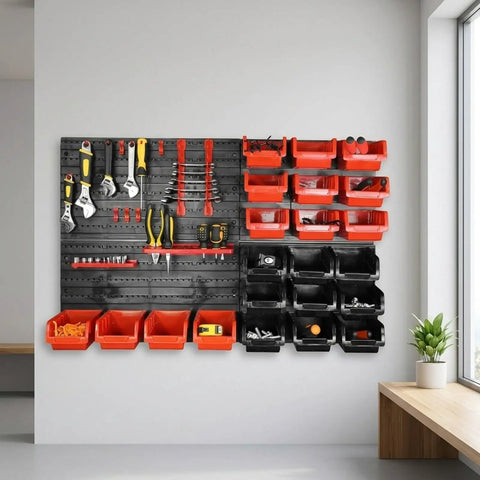 Massive Wall Mount Organizer Pegboard Rack Keeps The Shop Spotless And Sorted This Rugged Build Makes Tool Hunting A Total Breeze For Weekend Warriors Who Want Zero Fuss Setup with tools and storage trays.