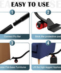 Get Your Heavy Furniture Moving Easy With This Badass 29 Inch Long Furniture Lifter Tool Set usage steps showcasing connections and lifting.