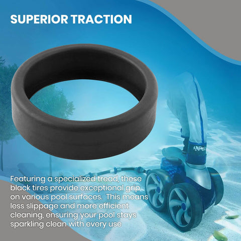 Three Pack Replacement Pool Cleaner Tires 48-232 For Polaris Black Max 3900 Sport 480 And P39 Cleaners showcasing superior traction