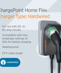 ChargePoint Home Flex Level 2 Home EV Charger J1772 Fast Smart Battery Power For Electric Cars With Hardwired Setup