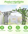 Extra Large Garden Arch Trellis With Flat Top Design, 106.3 Inch L by 106.3 Inch H, displayed with climbing vines in garden