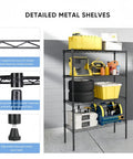 Professional Grade Badass Workhorse Four Tier Metal Wire Shelving Rack With All Weather Armor Coating displaying tools and storage bins.