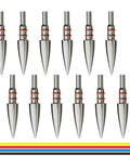 12 Pack Five Sixteenth Inch Archery Arrow Tips, stainless steel screw-in field points for target practice, silicone rings
