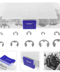 External Snap Rings Kit In Stainless Steel Heavy Duty 10 Size Set With Plastic Organizer Box Easy Install Pro Grade Assortment For Machinery Automotive DIY Projects And Quick Repairs, assorted snap rings in box