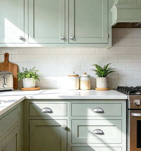 Kitchen cabinets with Twenty Pack 3 Inch Drawer Pulls In Brushed Nickel, Solid Zinc Alloy Cup Handles For Cabinets, Dressers, And Vanities
