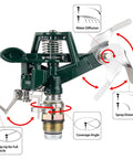 Two Pack Spike Sprinklers For Yard With Metal Base Heavy Duty Impact Sprinkler Adjustable Zinc Alloy Water Sprinkler For 360 Degree Coverage Large Area Lawn Garden Irrigation Easy Setup Pro Grade And Durable Outdoor Sprinkler System