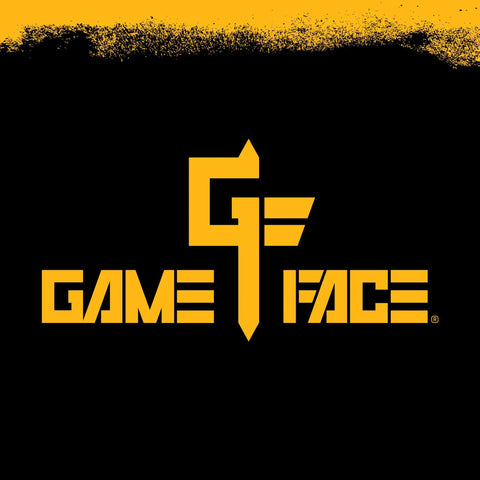 Game Face logo with yellow and black design, related to Cyclone AEG Full Auto And Semi Auto Airsoft Rifle With 12 Round Rotary Magazine Up To 400 FPS Skirmish Ready For Outdoor Play Adjustable Hop Up For Windy Shots Realistic Feel Easy Modding Durable Build.