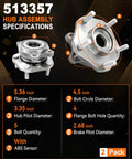 Front Wheel Bearing Hub Assembly 513357 2 Pack For Nissan Rogue 2014 to 2023 Qashqai 2017 to 2018 Rogue Sport specifications