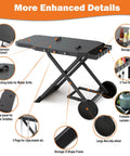 Foldable Grill Cart Stand for Weber Q Series with extension board and storage basket