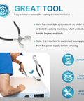 Washer Hose Plier For No Sweat Grip And Tight Seal On Washing Machine Inlet Hoses Universal Fit For Front Load And Top Load Washers With Indented Water Valves And Hard To Reach Hose Connections, black handled pliers shown on washer
