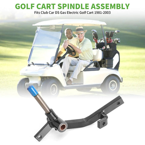 Driver Side Spindle Assembly For Club Car DS Golf Carts 1981 2003 Front Wheel Spindle Replacement Fits Gas And Electric Models OEM Compatible Direct Fit Front Driver Side Spindle For Rugged Replacement On Club Car DS Gas And Electric 1981 To 2003; black metal part