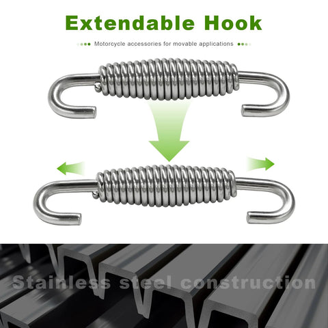 Motorcycle exhaust muffler coil springs, four-pack, stainless steel with hooked ends, 52.7 mm (2.07 in)