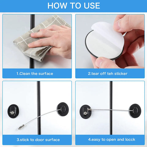 Installation steps for Eight Piece Refrigerator Locks With Ten Keys For Kids And Grownups Fridge Lock And Drawer Freezer Door Lock