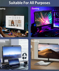Monitor Light Bar For Eye Care With CRI 90, USB Powered Reading And Task Lamp, shown in use for shopping, gaming, working, and reading.