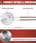 Egg Separator Spiral Tool For Yolk And White Kitchen Hack Stainless Steel Dishwasher Safe Extra Long Handle top view and dimensions