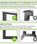 Detailed view of Black Metal Table Legs Set 28 Inch High By 24 Inch Wide, showing increased thickness and laser cutting precision.