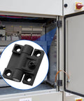Adjustable Torque Position Control Hinges 2 Pack Black Door Gate And Cabinet Hinges With Screws E6 10 301 20 Durable Plastic Construction Easy Install For Cabinets Doors And Gates installed on an electrical cabinet