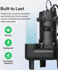 Beefy 3/4 HP Submersible Sewage Pump With Cast Iron Sump 4680 GPH Automatic Float Switch 2 Inch NPT, rustproof design