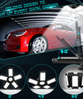Bright LED Garage Light 6 Pack With 5 Plus 1 Deformable Panels, 160W 16000LM, shown illuminating a garage with a red car.
