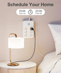 Smart Power Strip With 6 Outlets And 3 USB Ports, WiFi Surge Protector Works With Alexa And Google Home, wall-mounted by bed