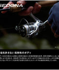Angler holding Sedona C5000XG Spinning Reel With 24.3 Lbs Max Drag And 13.3 Lbs Practical Drag for freshwater fishing