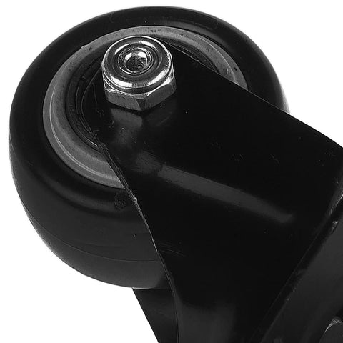 Close-up of Zero Fuss One Point Five Inch Silent Swivel Casters For Furniture Cabinets and Drawers with rubber treads.