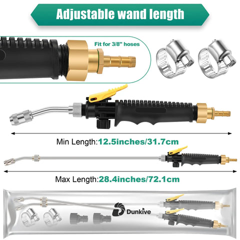 29 Inch Sprayer Wand Replacement With Stainless Steel And Brass Barb For Easy No Fuss Setup, shown with adjustable length.