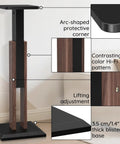 Height Adjustable Speaker Stands Pair 25 To 34 Inches with protective corner, Hi-Fi pattern, lifting adjustment, thick base